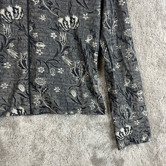 Hanky Panky Gray Floral Jacquard Jacket Full Zip Long Sleeve Top Cardigan M - Picture 4 of 8